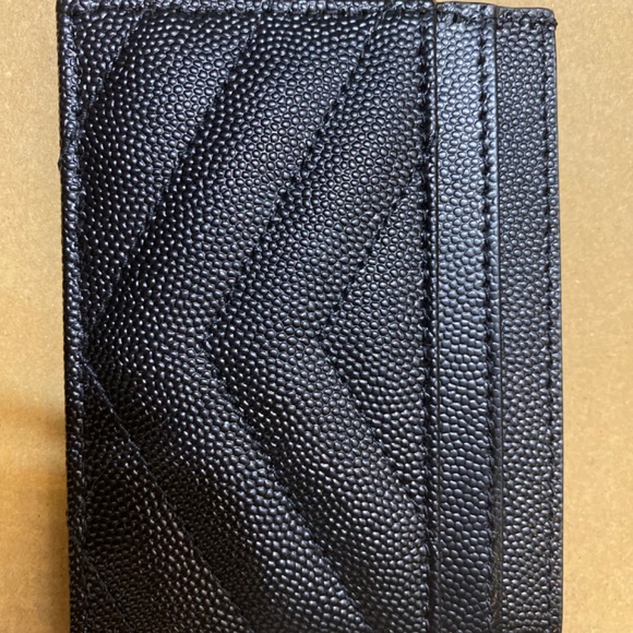NEW! NWT Saint Laurent YSL Monogram Matelassé Leather Card Case Black Nero - Picture 3 of 6